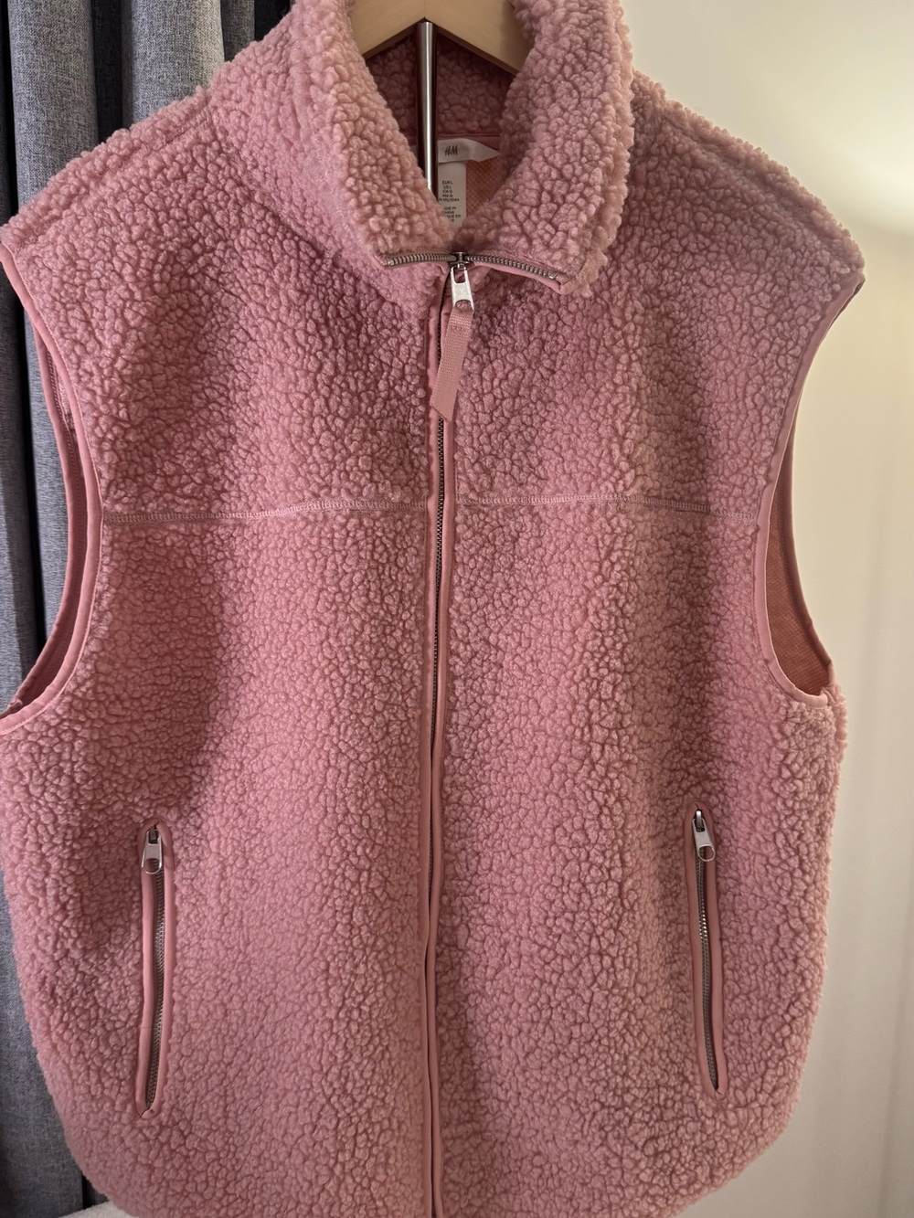 H&M Pink Sherpa Teddy Zip Vest
